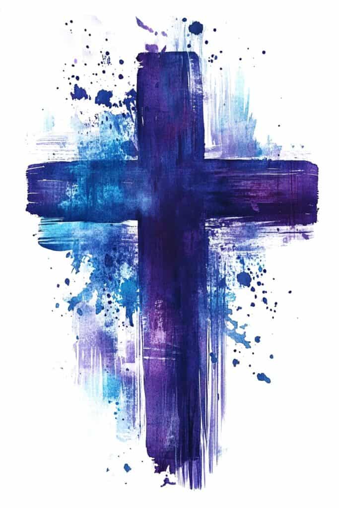 watercolor painting of the cross