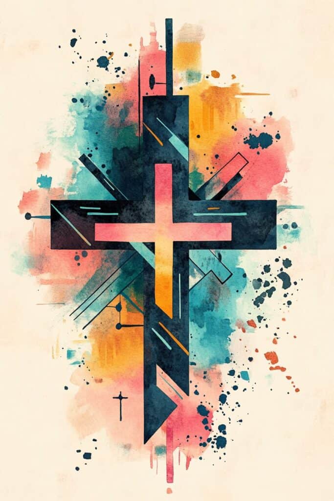 watercolor painting of the cross