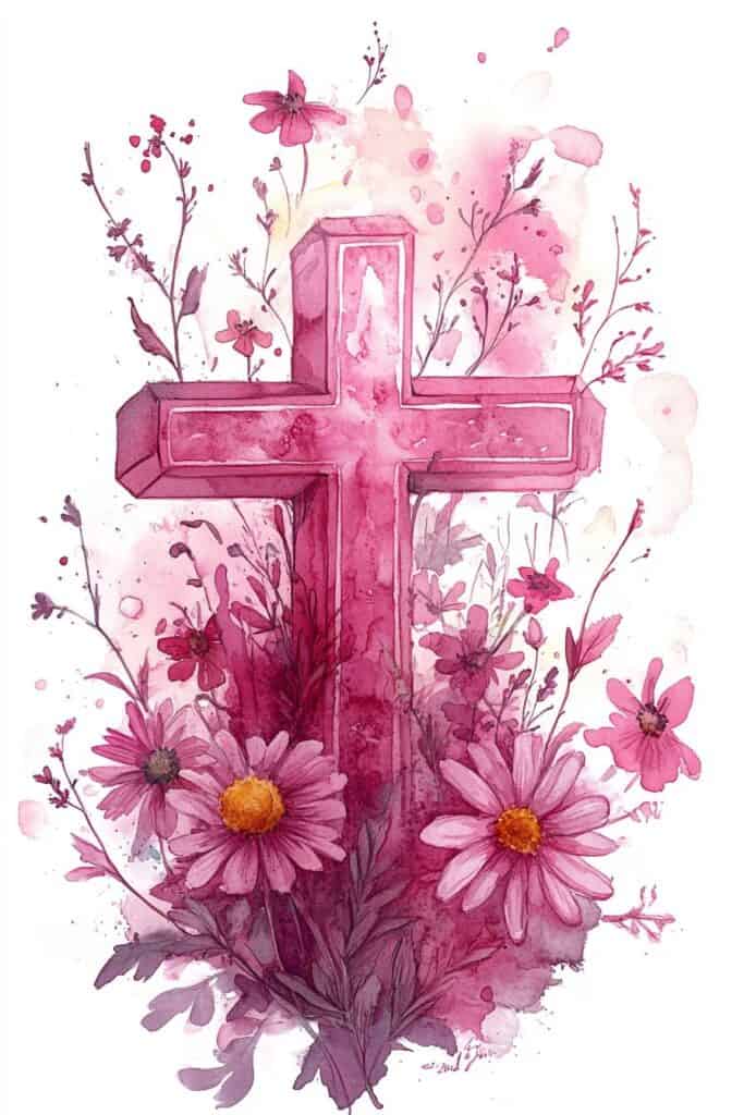 watercolor painting of the cross
