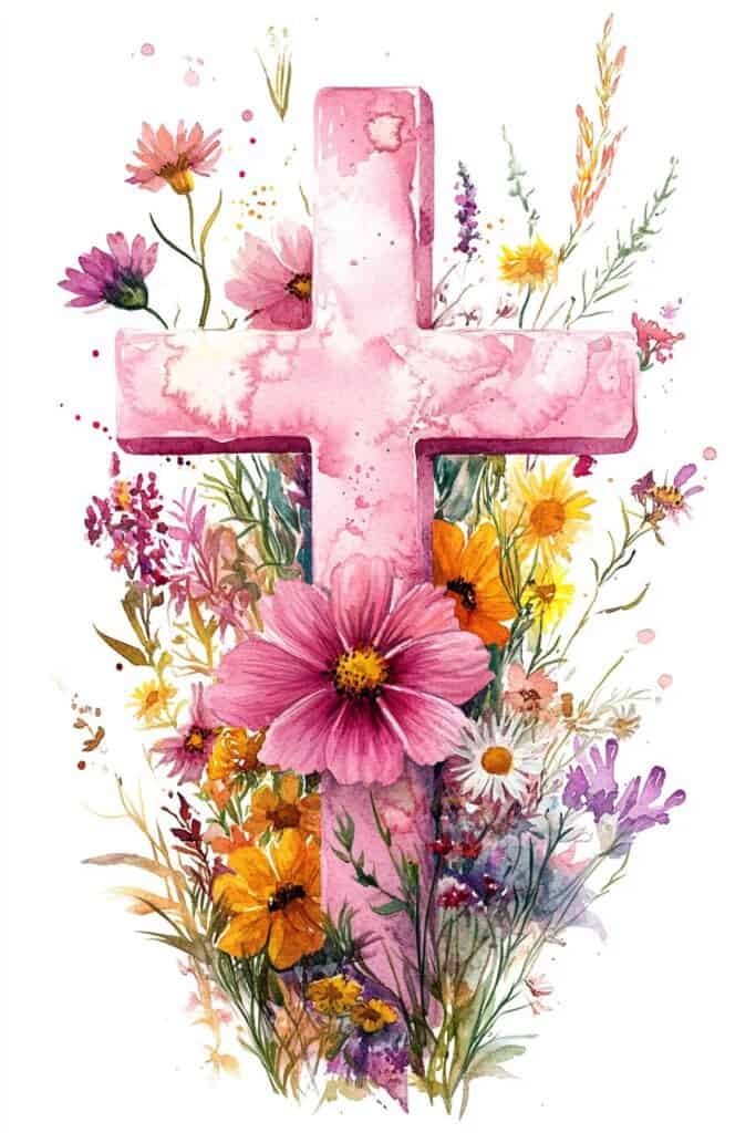 watercolor painting of the cross