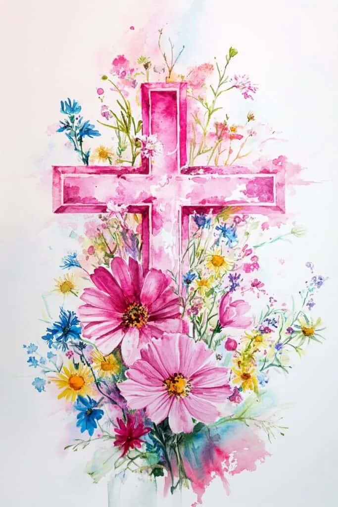 watercolor painting of the cross