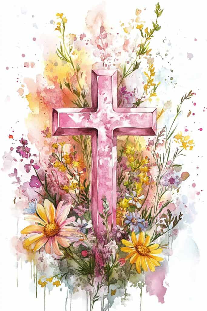 watercolor painting of the cross
