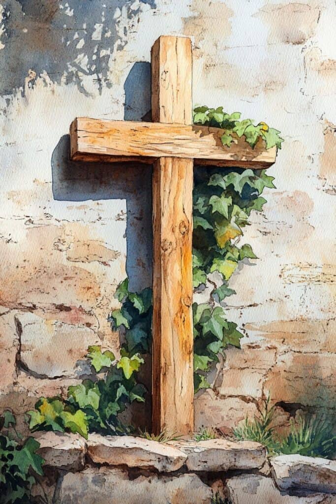 watercolor painting of the cross
