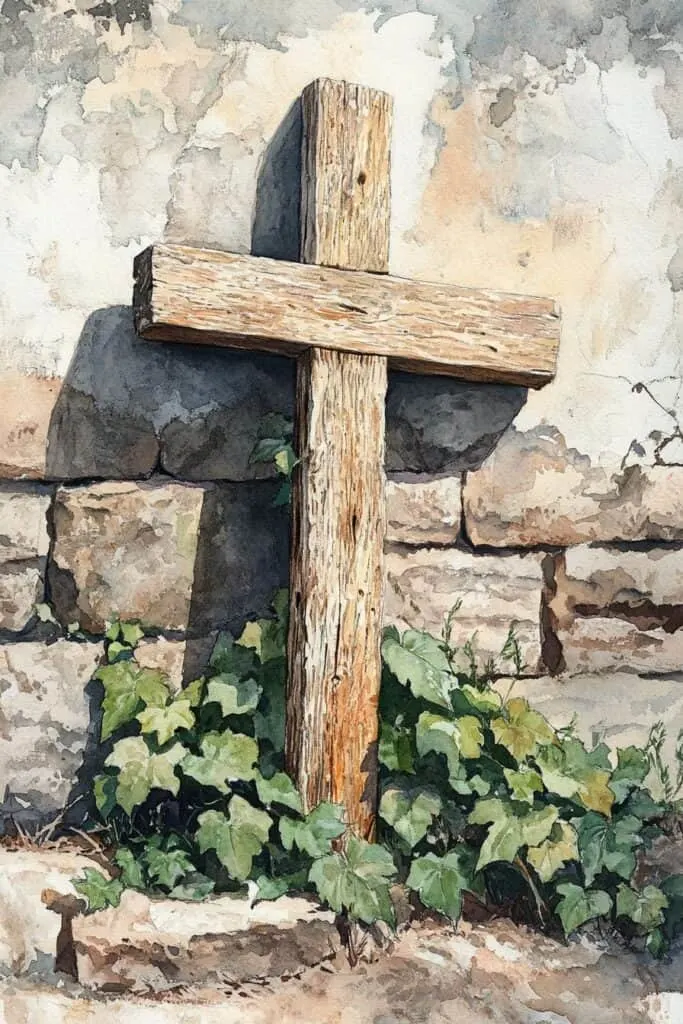 watercolor painting of the cross