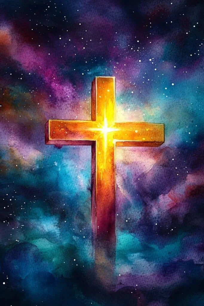 watercolor painting of the cross