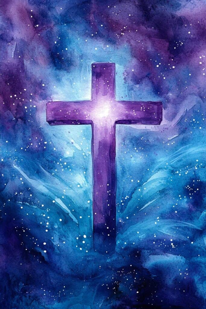 watercolor painting of the cross