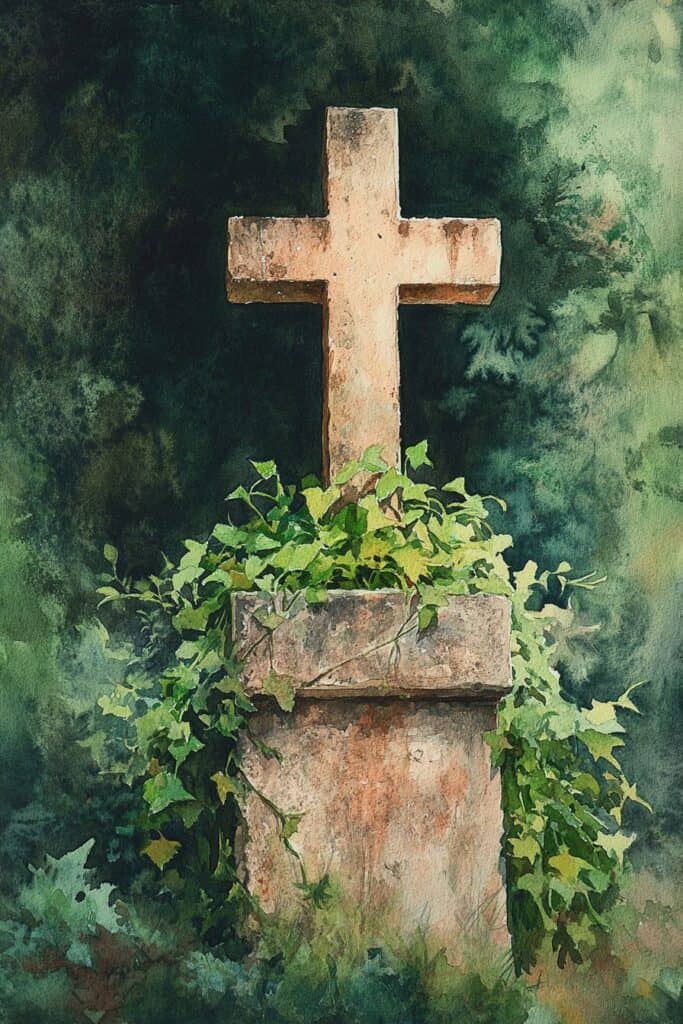 watercolor painting of the cross