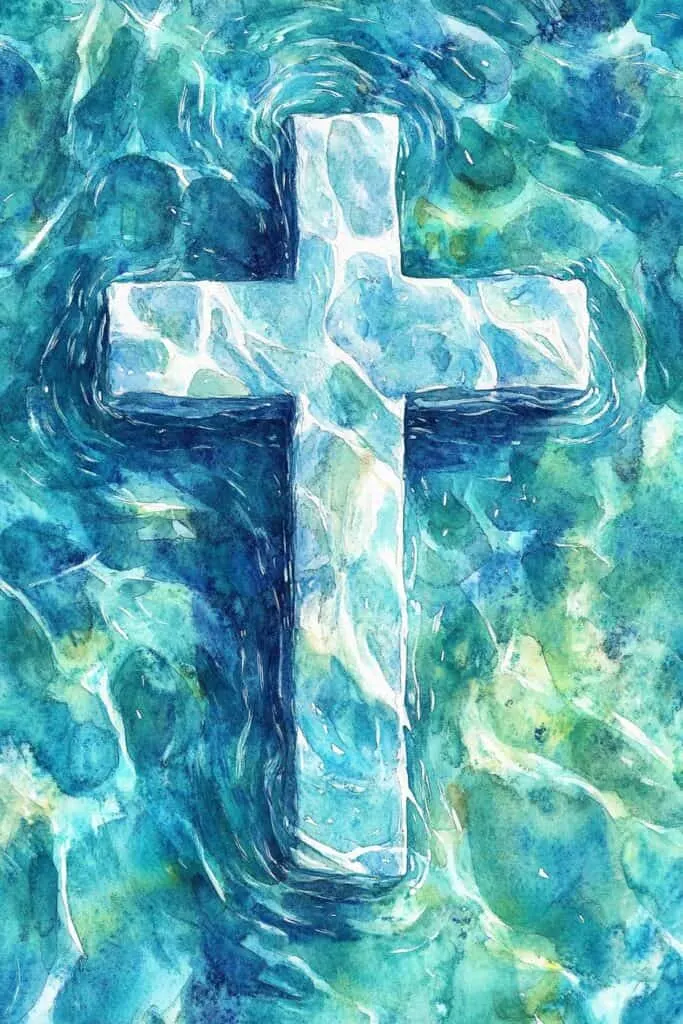 watercolor painting of the cross