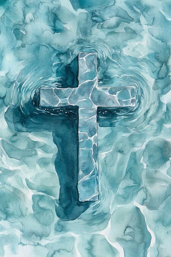 watercolor painting of the cross