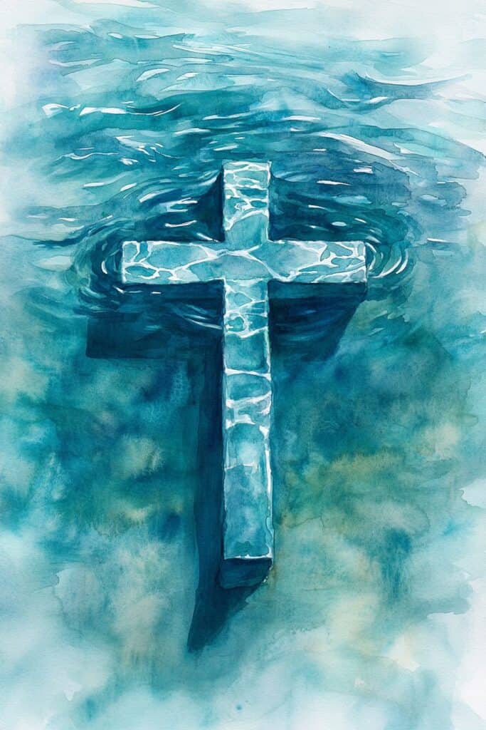 watercolor painting of the cross