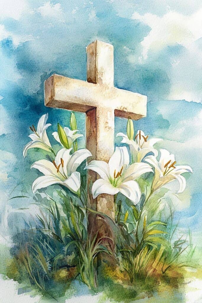 watercolor painting of the cross