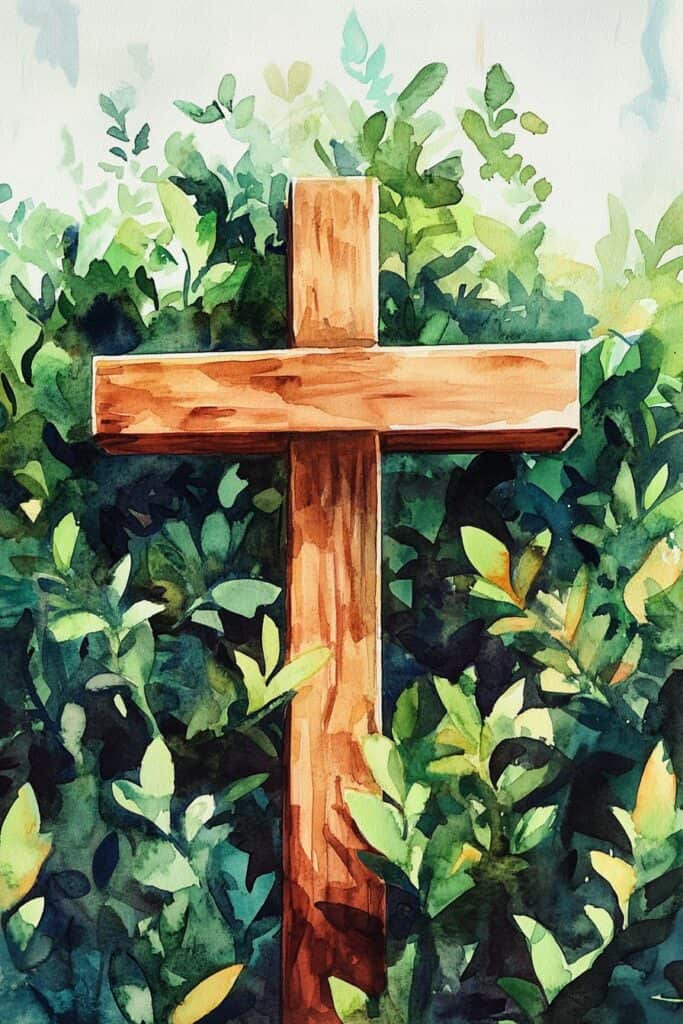 watercolor painting of the cross