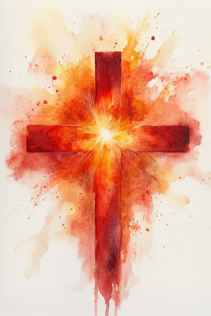 watercolor painting of the cross