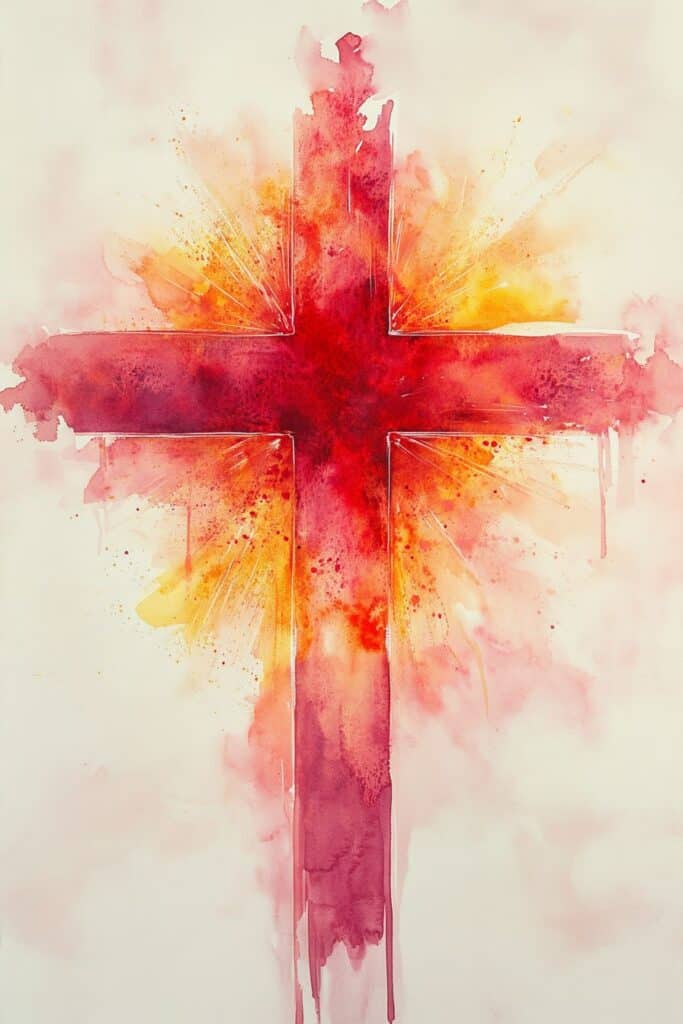 watercolor painting of the cross