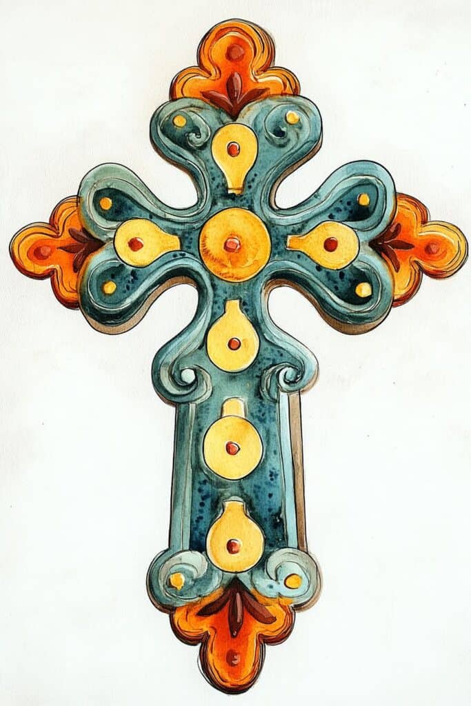 watercolor painting of the cross