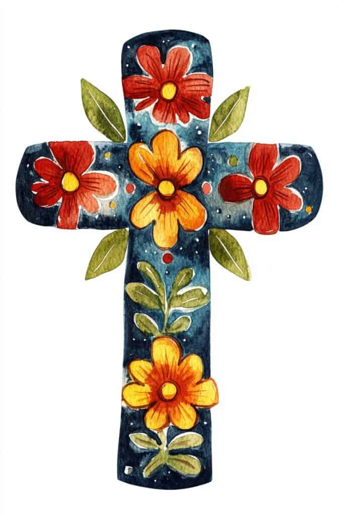 watercolor painting of the cross