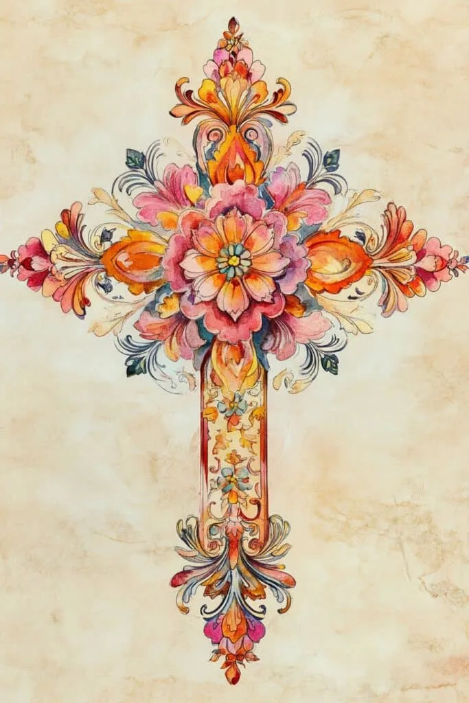 watercolor painting of the cross