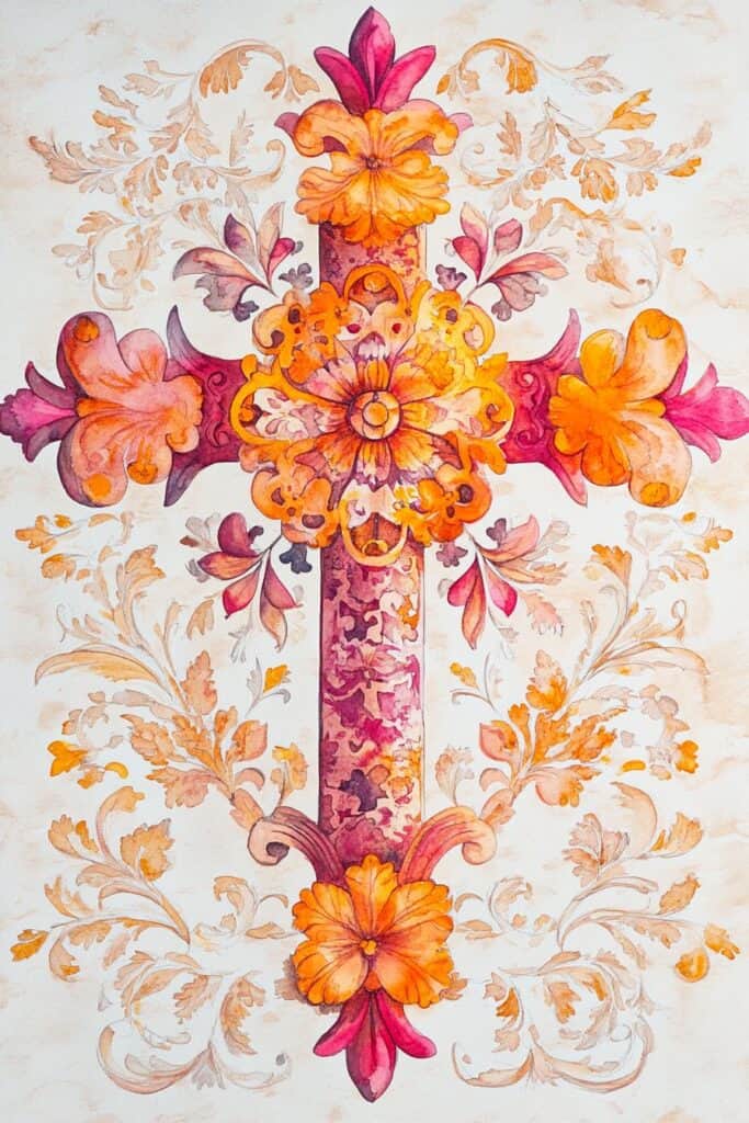watercolor painting of the cross