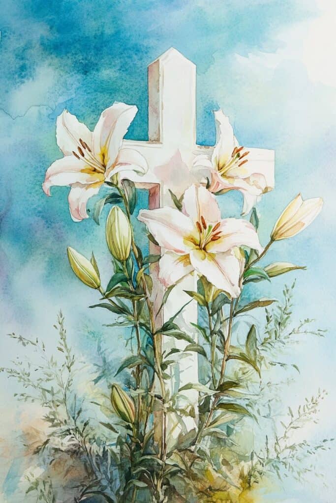 watercolor painting of the cross