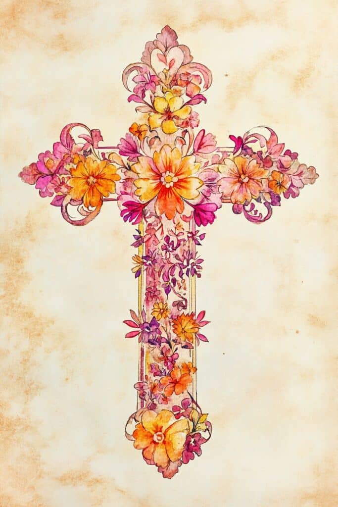 watercolor painting of the cross