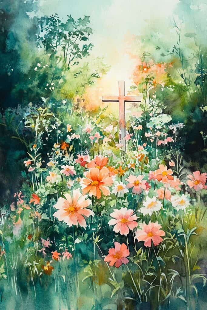 watercolor painting of the cross