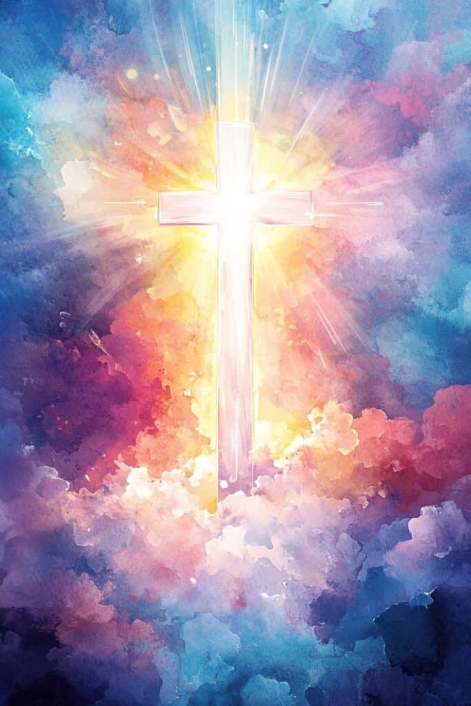 watercolor painting of the cross