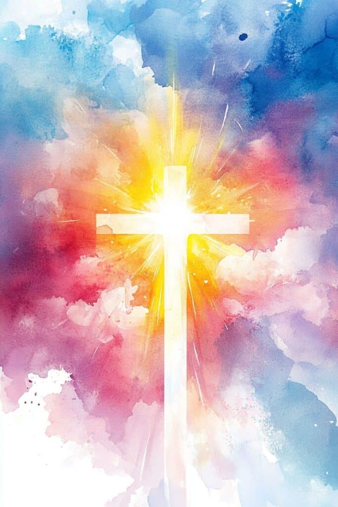 watercolor painting of the cross