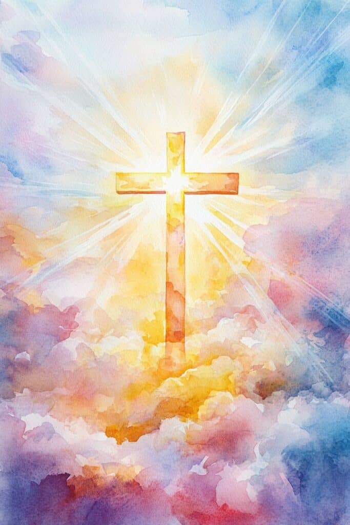 watercolor painting of the cross