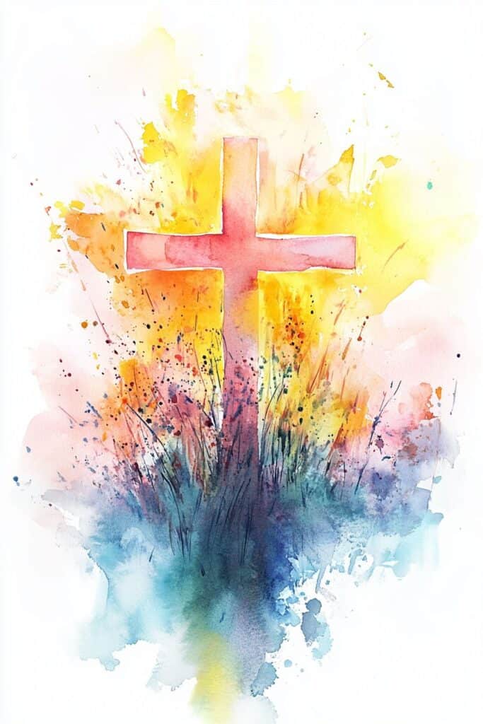 watercolor painting of the cross