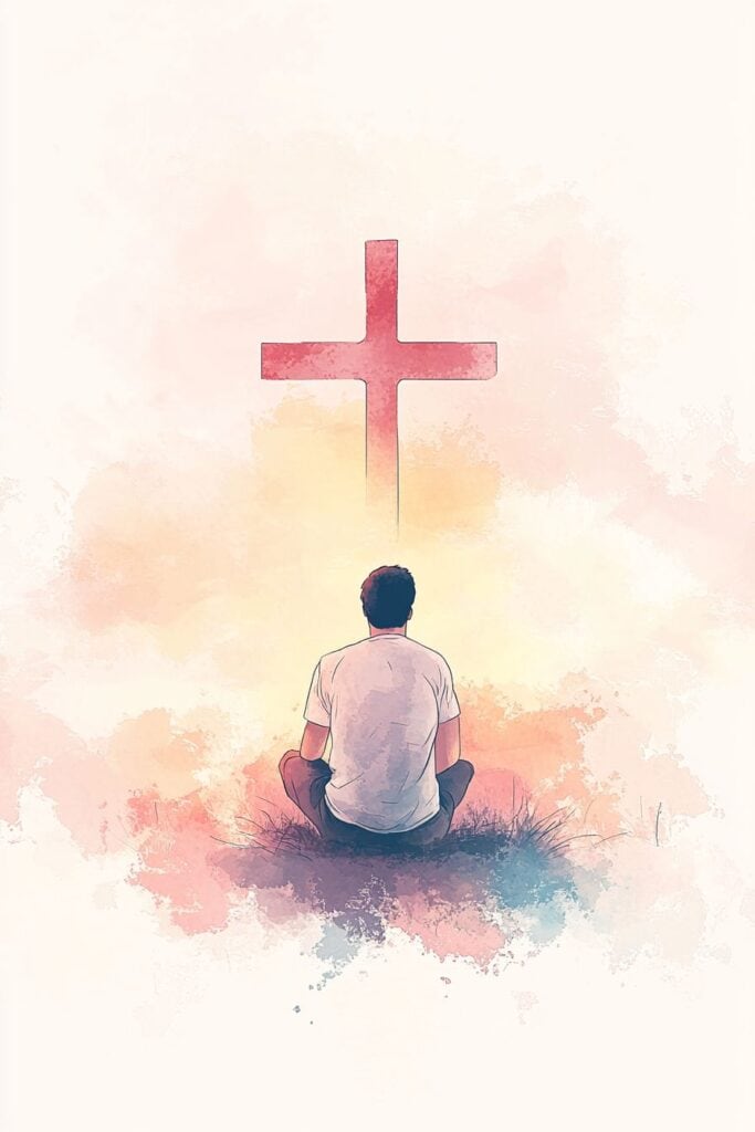 watercolor painting of the cross