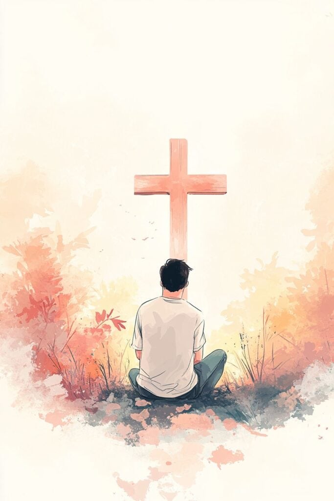 watercolor painting of the cross