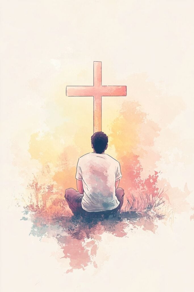 watercolor painting of the cross