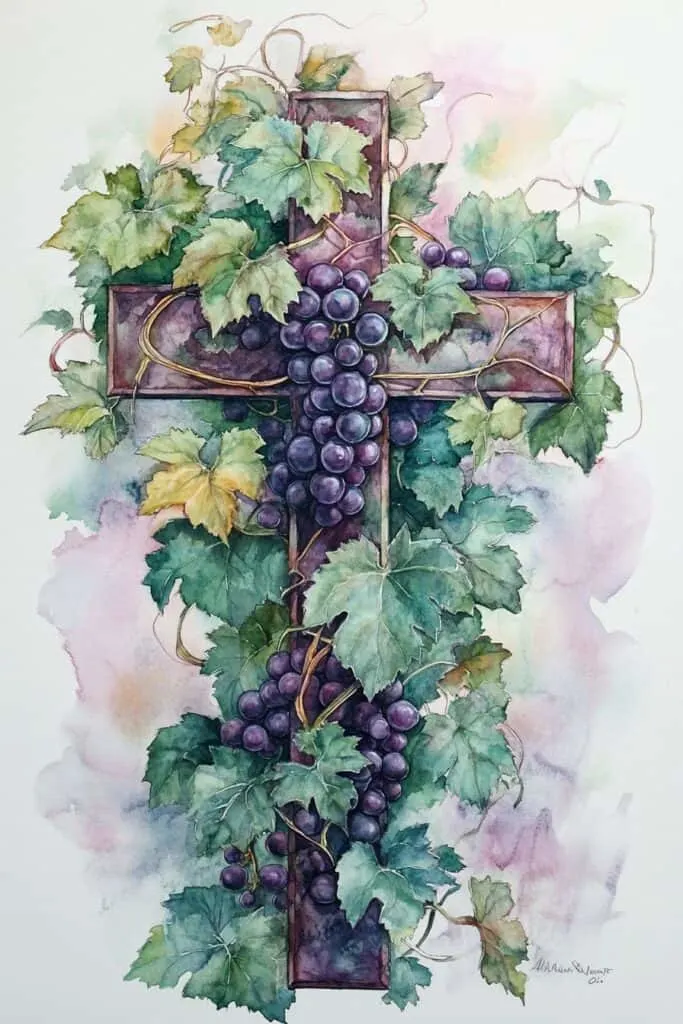 watercolor painting of the cross