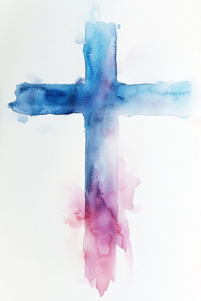 watercolor painting of the cross
