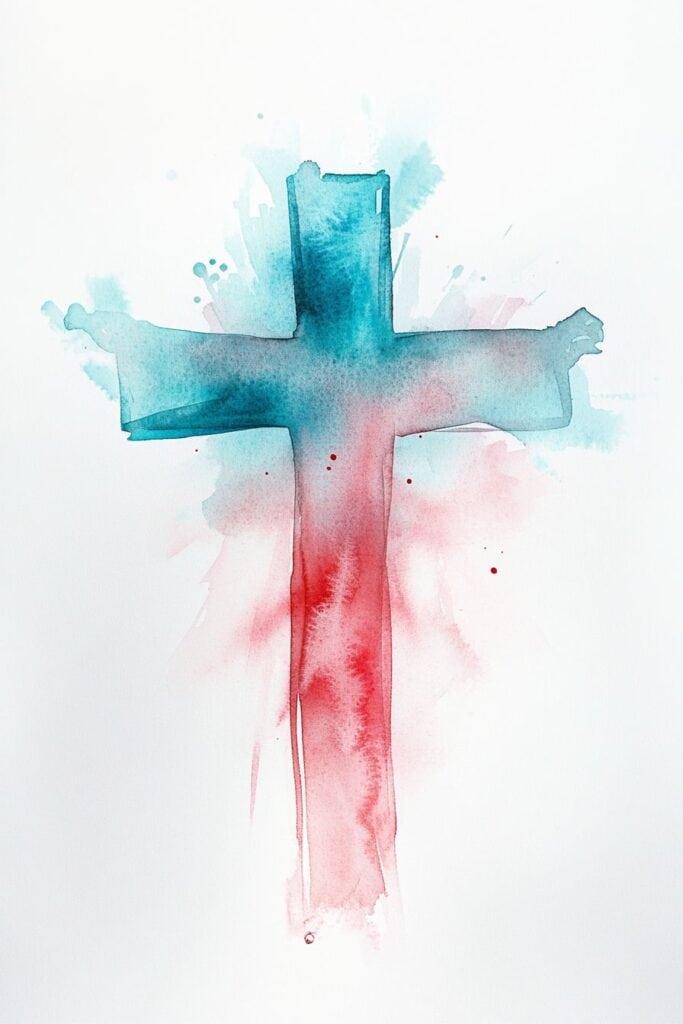watercolor painting of the cross