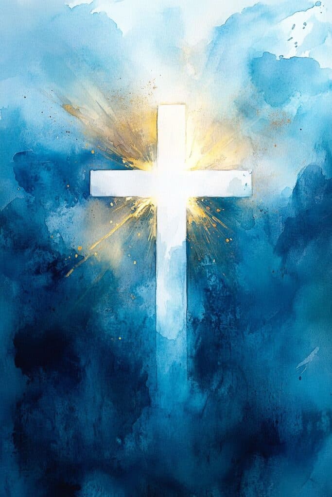 watercolor painting of the cross