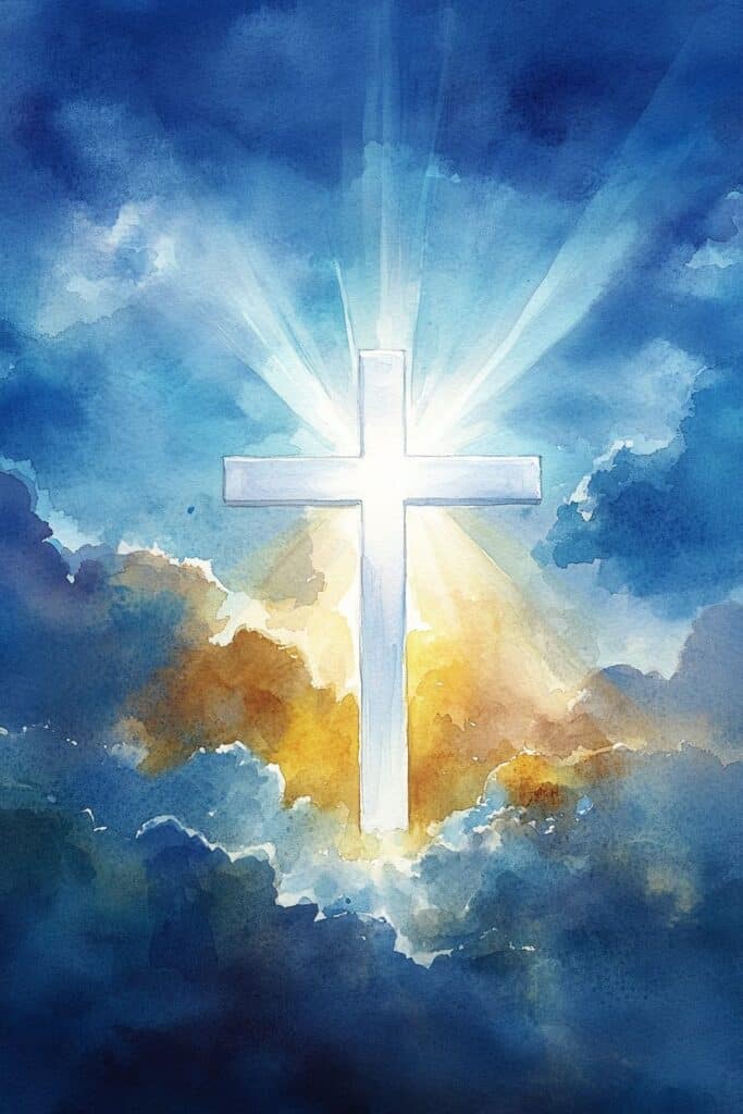 watercolor painting of the cross