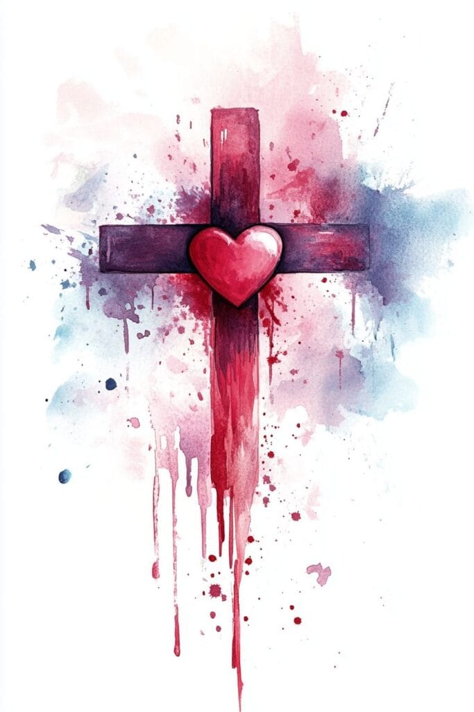 watercolor painting of the cross