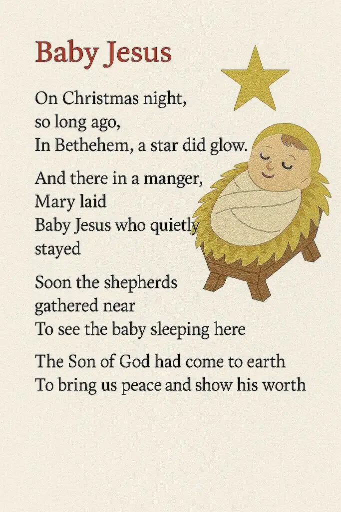 Baby Jesus Christmas nativity scene illustration.