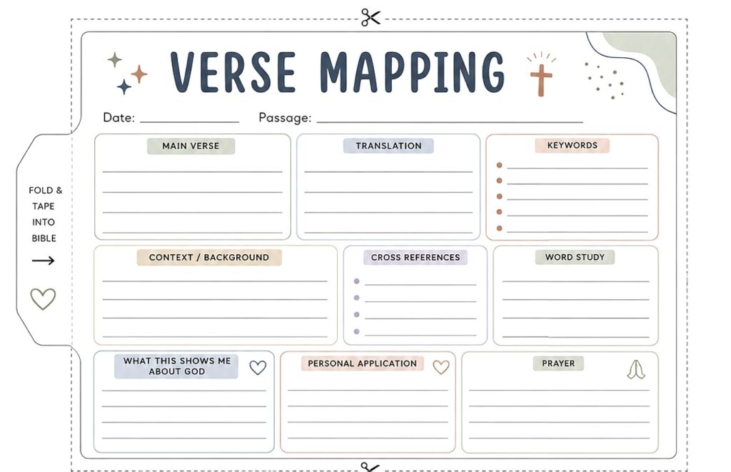 Bible verse mapping printable for journaling, Bible study, and scripture notes.