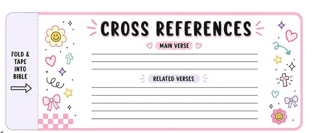 Printable Bible journal page for cross references, perfect for Bible study and journaling.