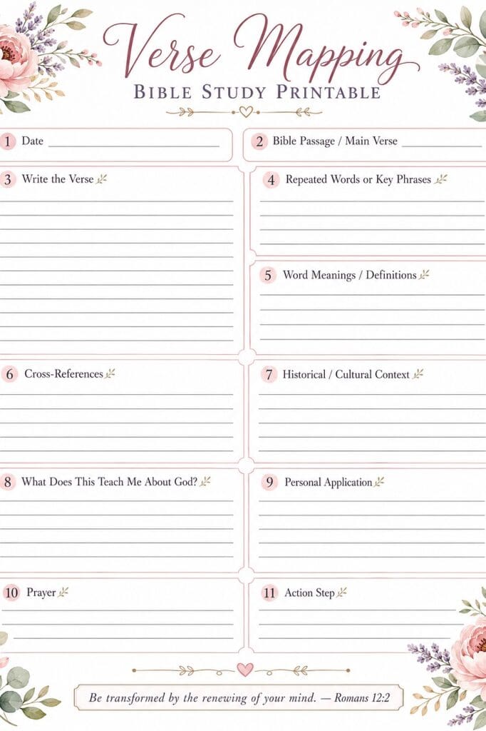 Bible verse mapping printable for Bible study and reflection.